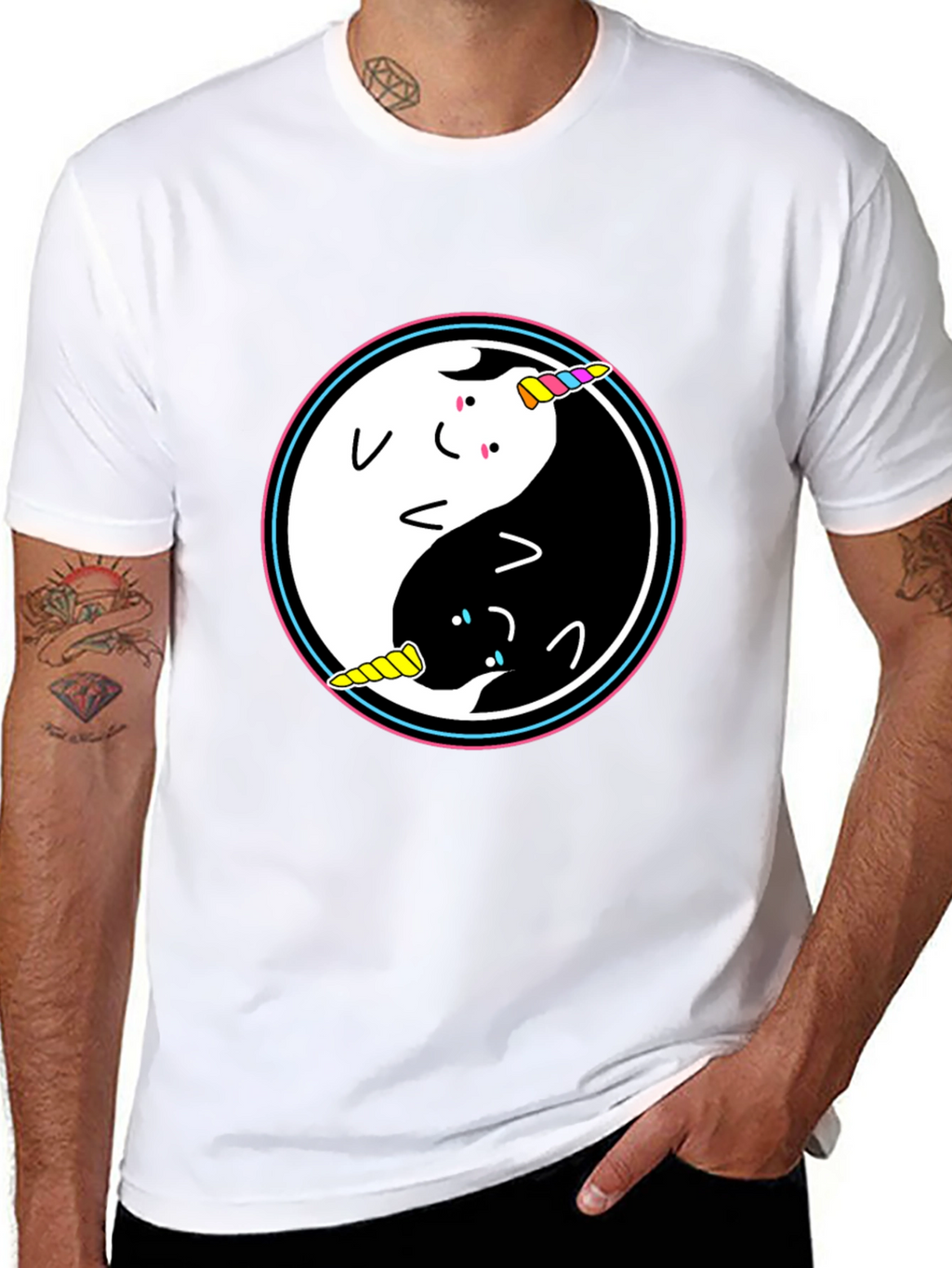 Yin Yang Unicorn Graphic T-Shirt