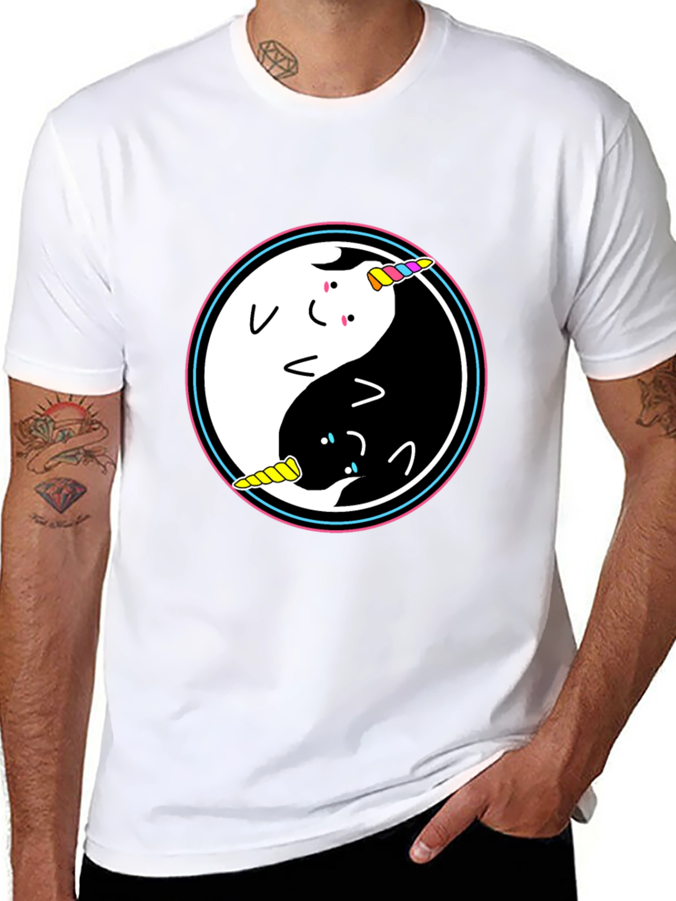 Yin Yang Unicorn Graphic T-Shirt