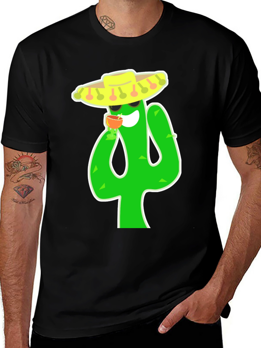 Cactus Fiesta T-Shirt - Black Cotton Tee