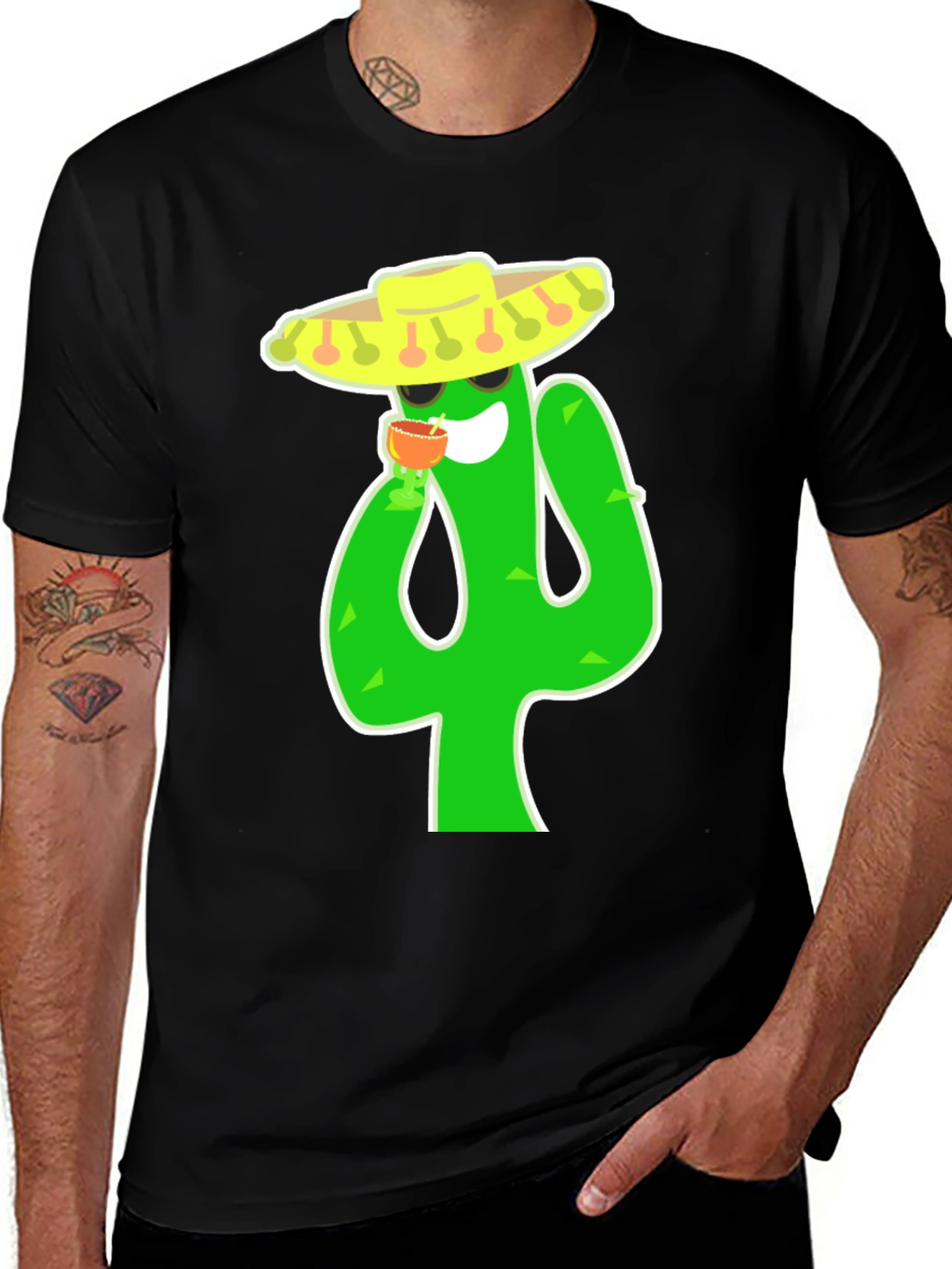 Cactus Fiesta T-Shirt - Black Cotton Tee
