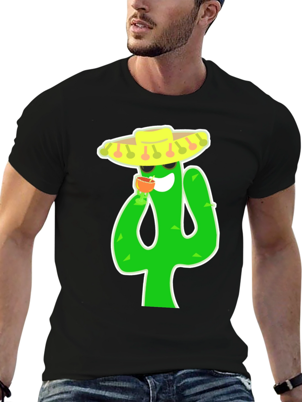 Cactus Fiesta T-Shirt - Black Cotton Tee