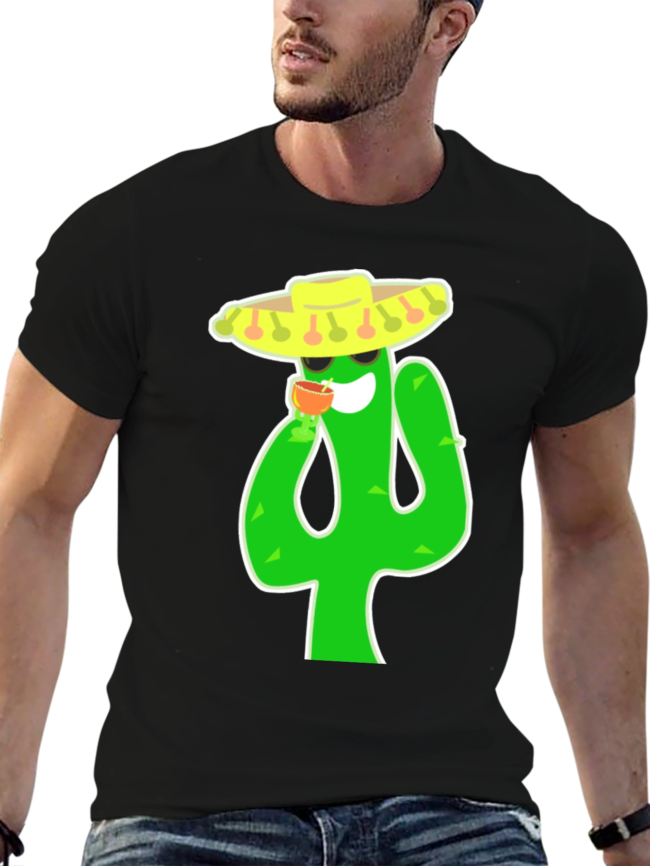 Cactus Fiesta T-Shirt - Black Cotton Tee