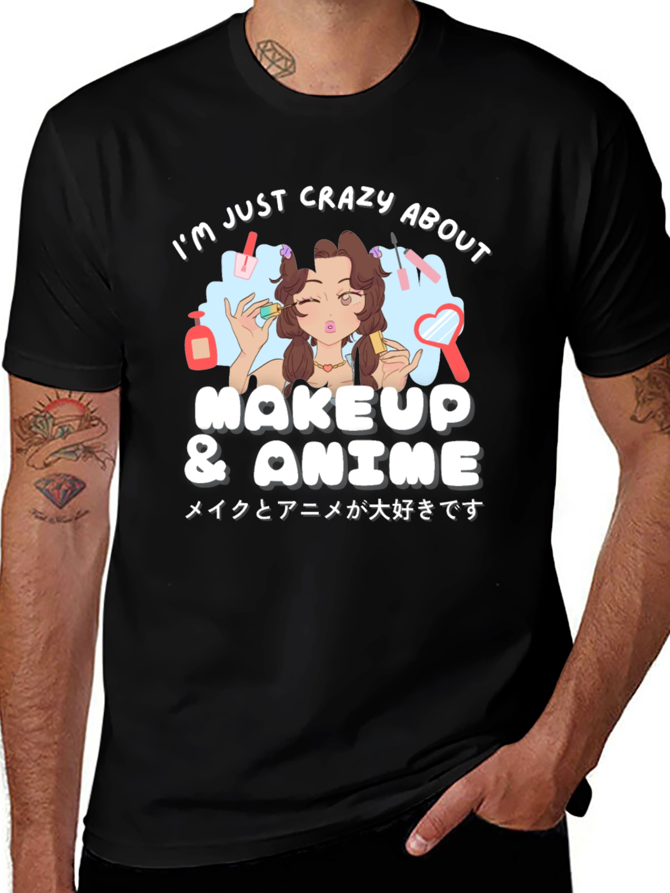 Crazy About Makeup & Anime Black T-Shirt