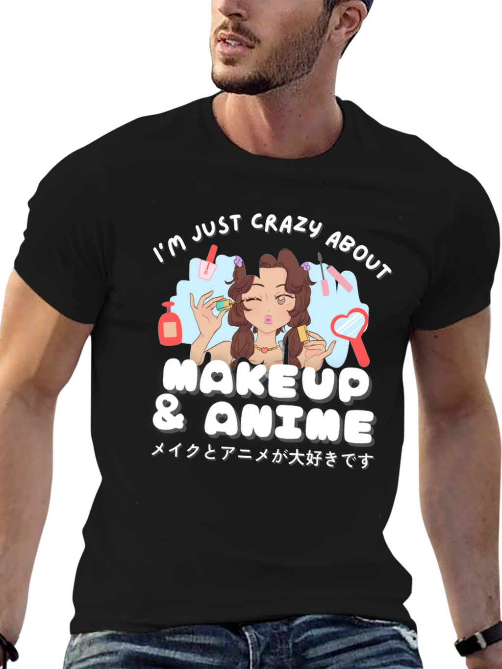 Crazy About Makeup & Anime Black T-Shirt