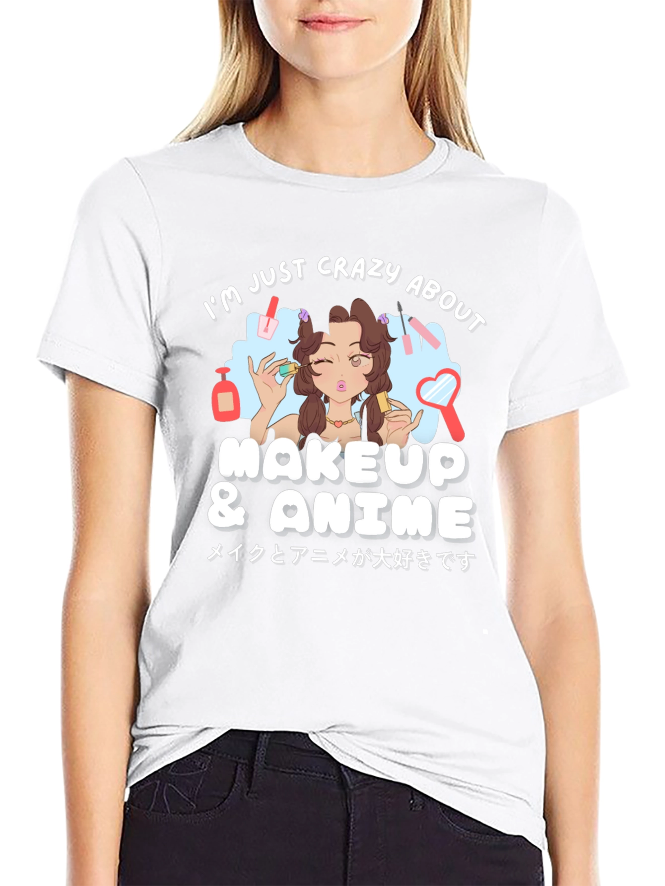Crazy About Makeup & Anime Black T-Shirt