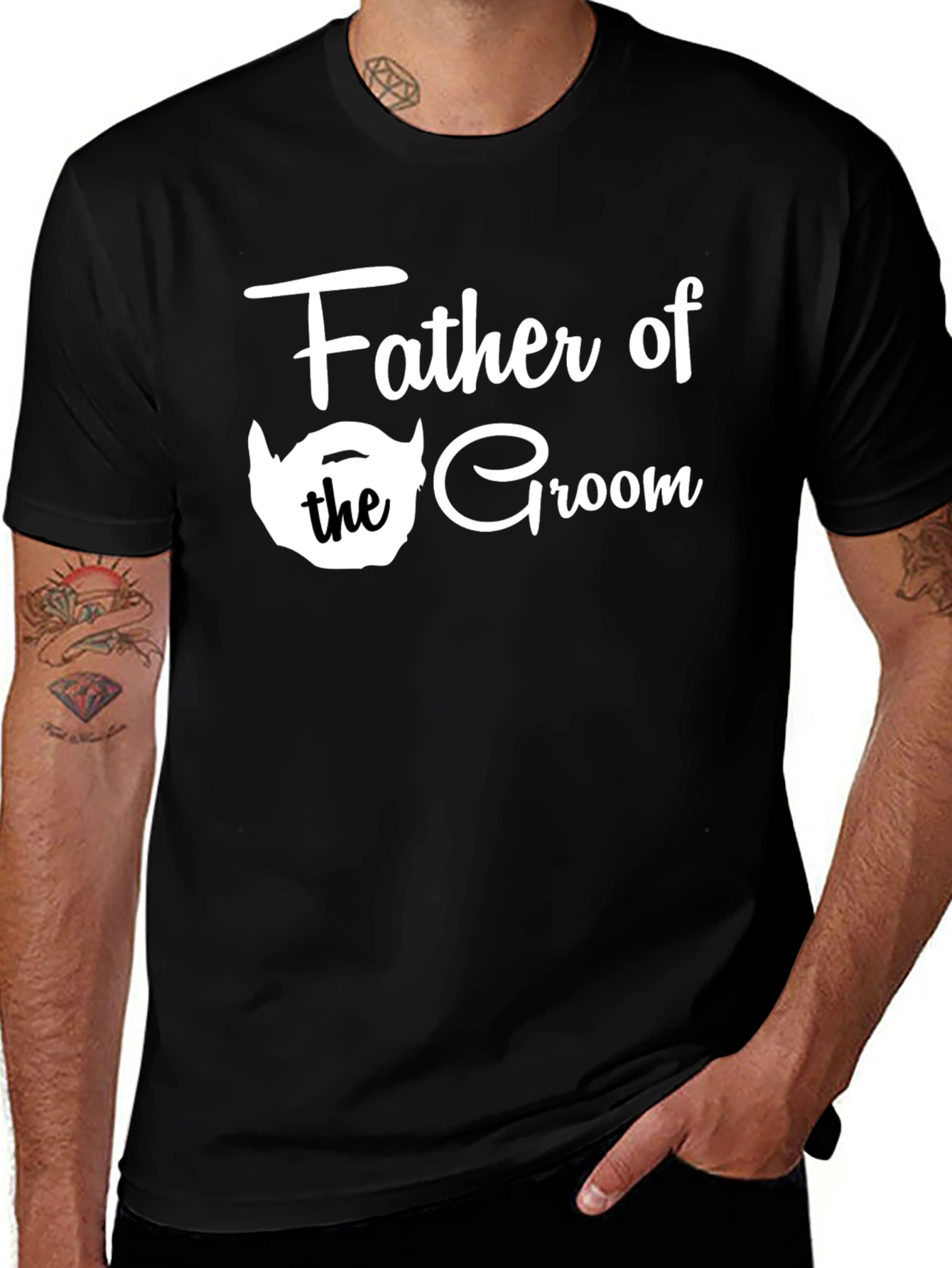 Father of the Groom Tee - Black Crew Neck