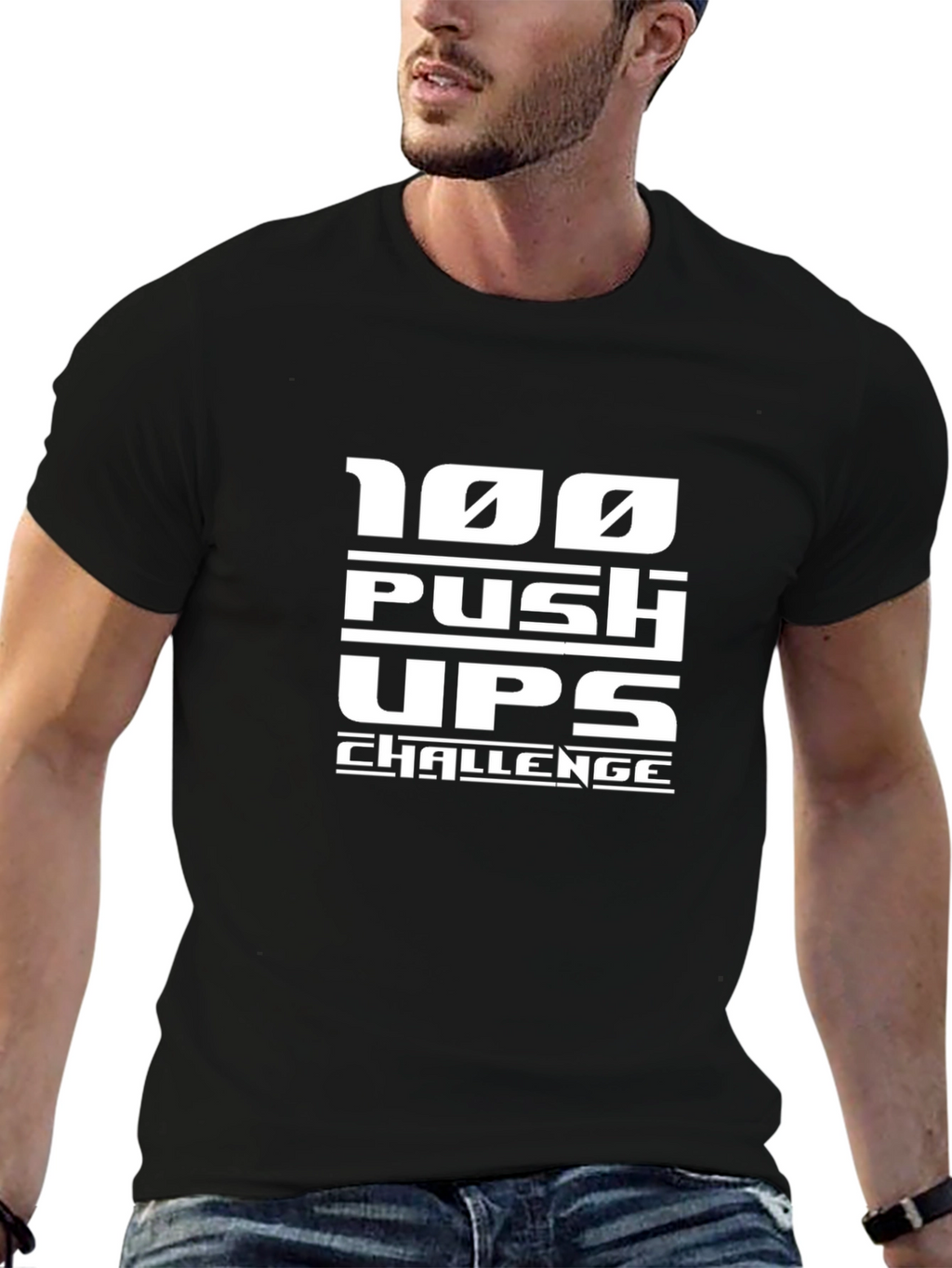 100 Push Ups Challenge Black T-Shirt