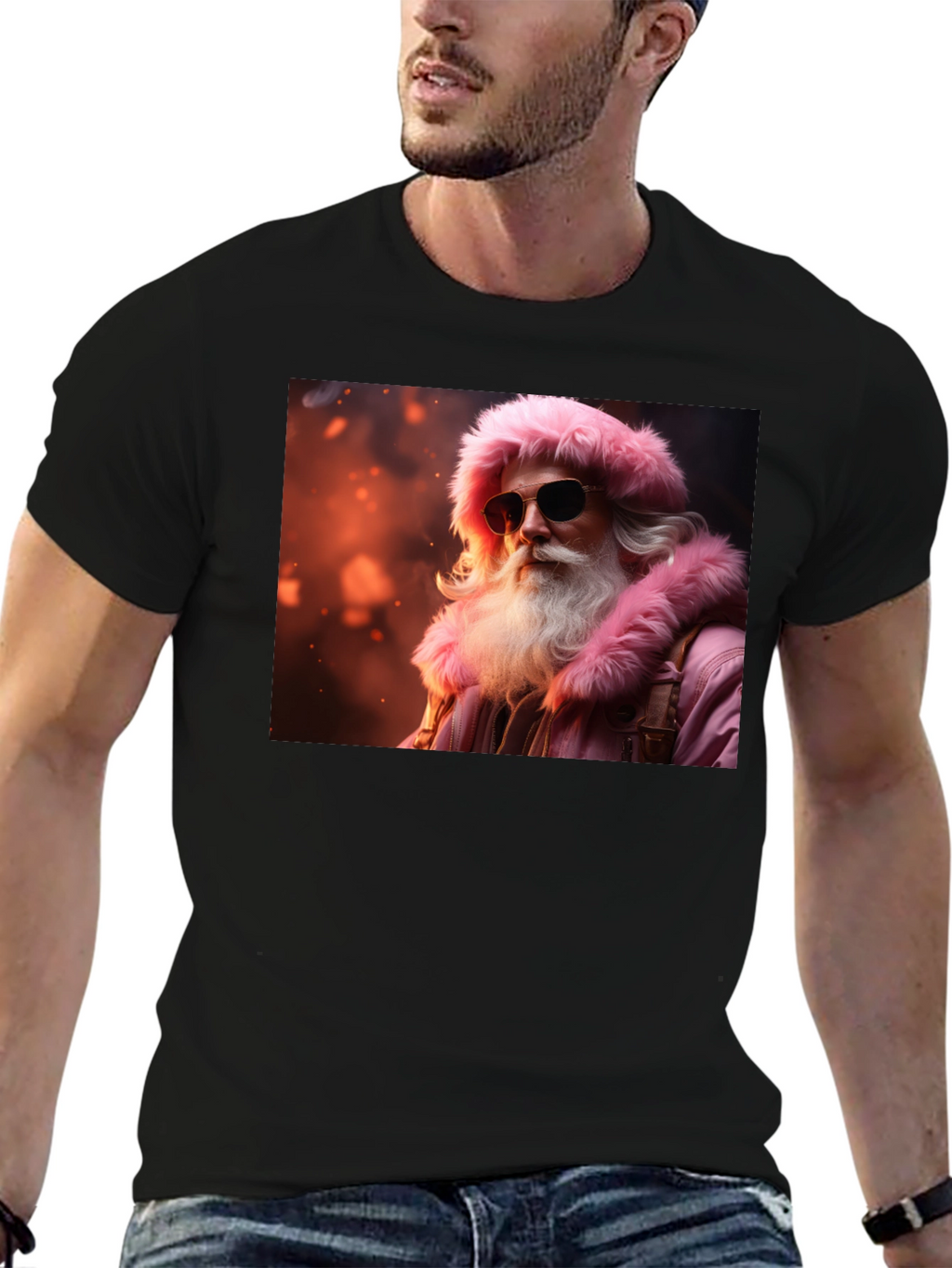 Cool Santa Black T-Shirt