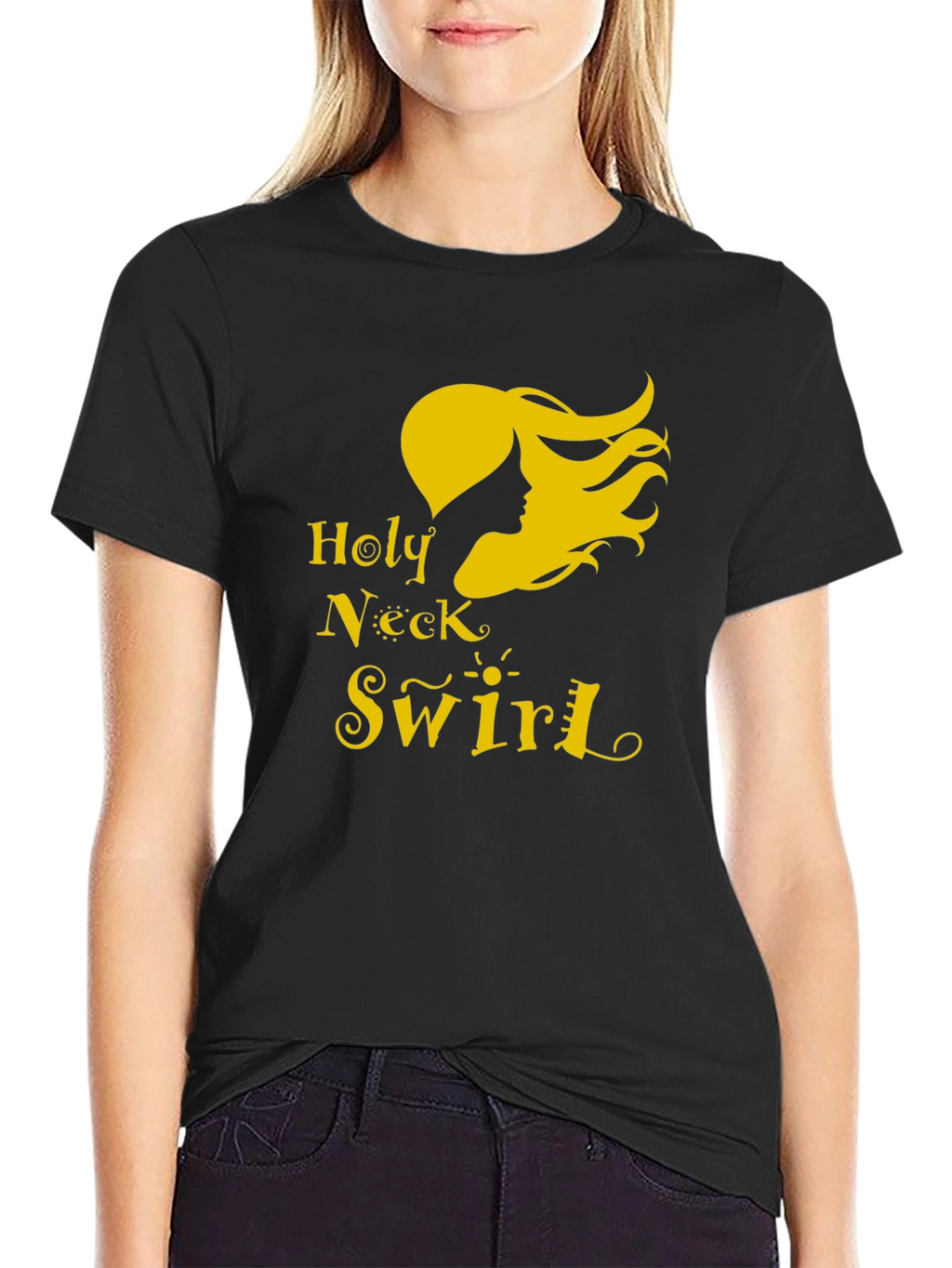 Holy Neck Swirl Graphic Tee - Black Cotton T-Shirt