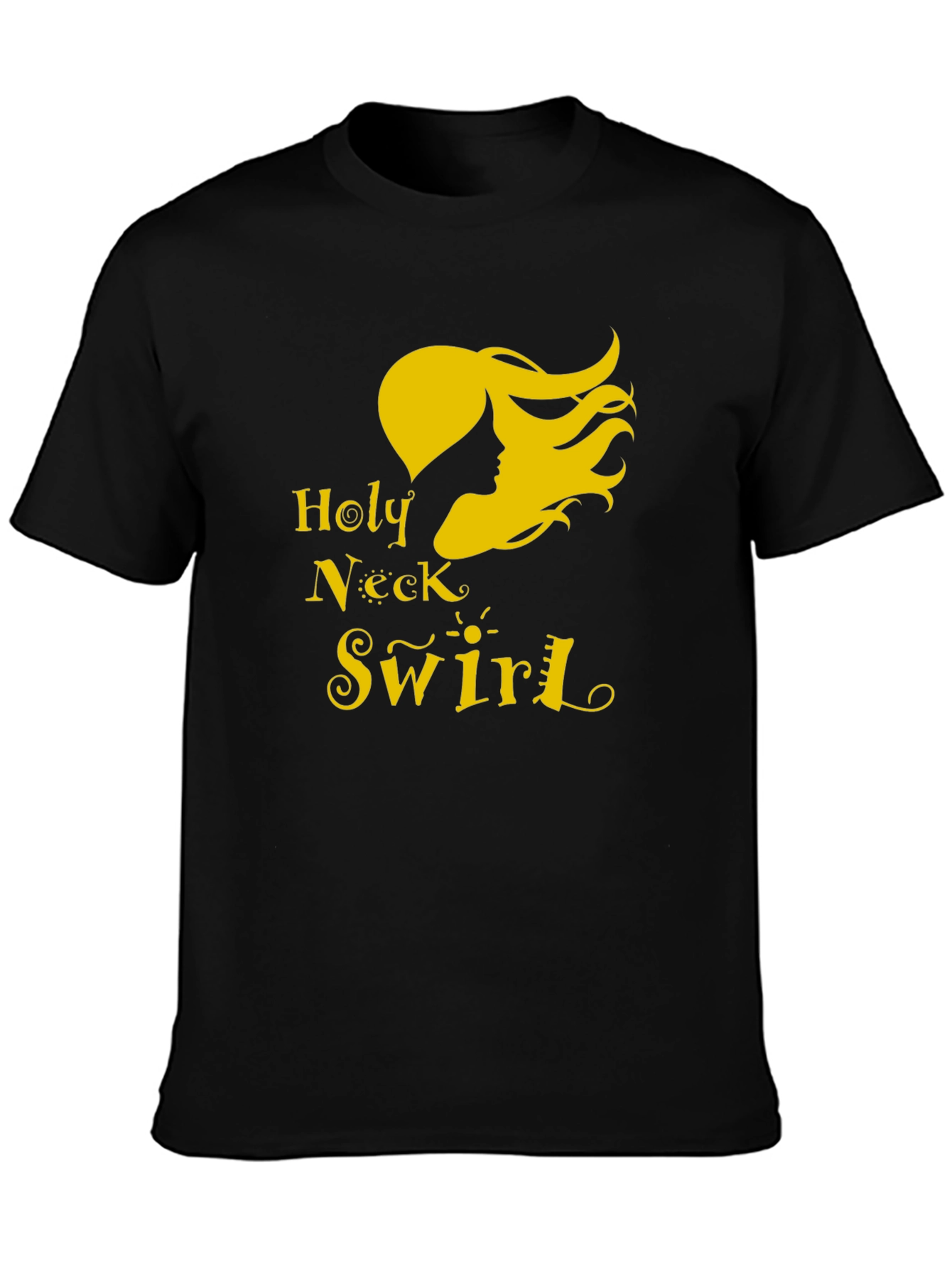 Holy Neck Swirl Graphic Tee - Black Cotton T-Shirt