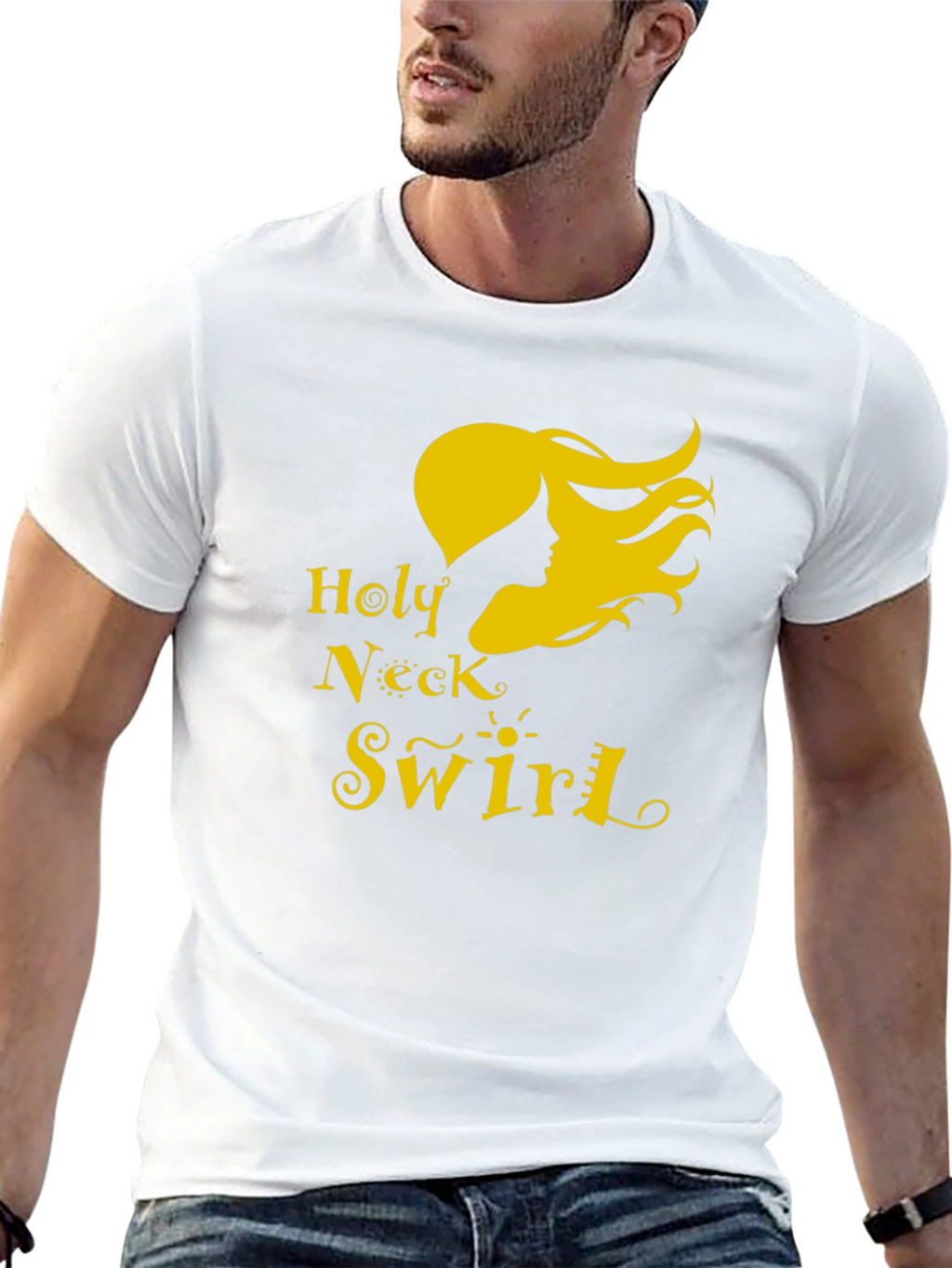 Holy Neck Swirl Graphic Tee - Black Cotton T-Shirt