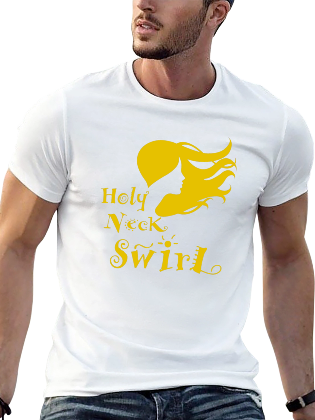 Holy Neck Swirl Graphic Tee - Black Cotton T-Shirt