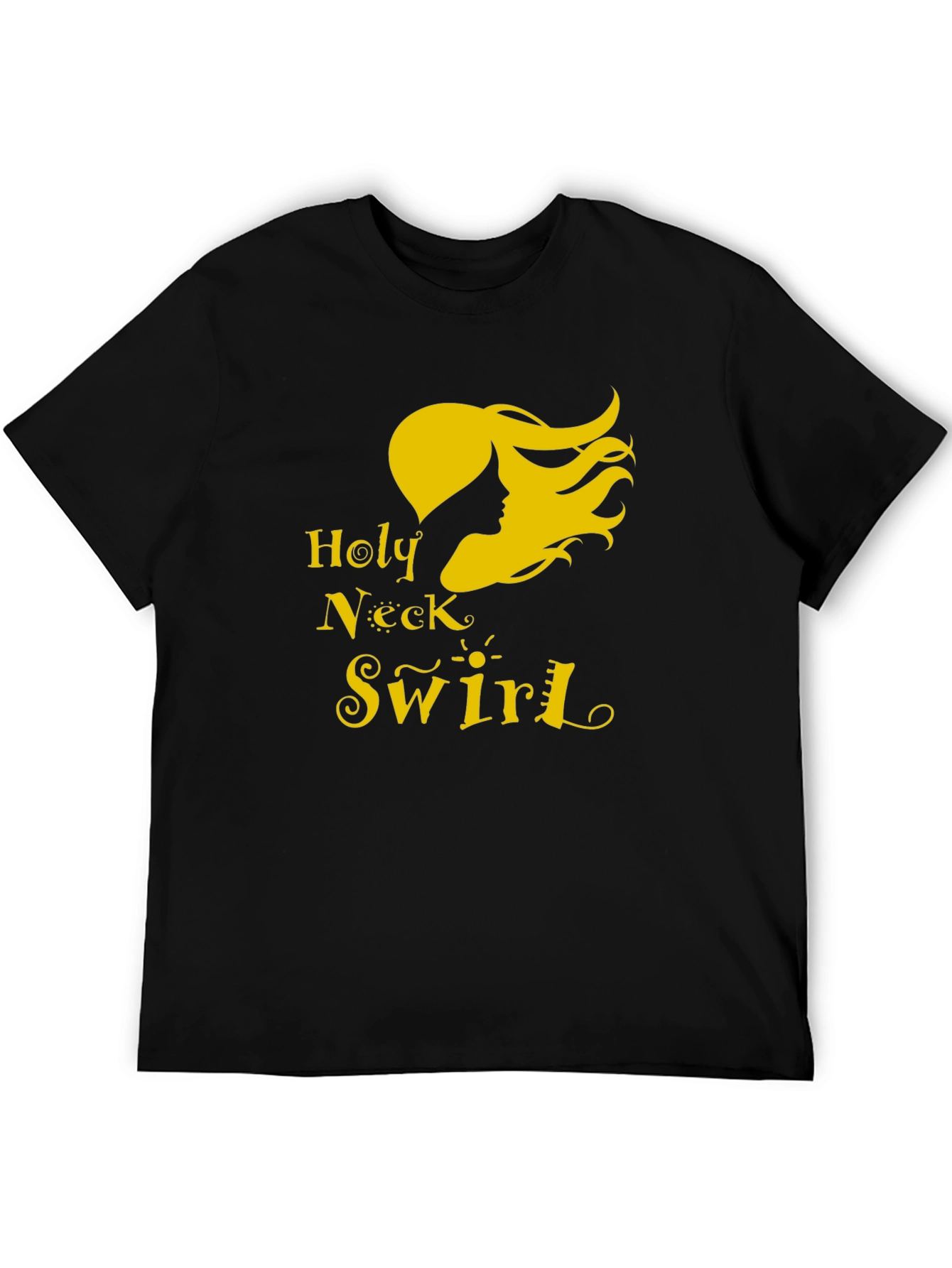 Holy Neck Swirl Graphic Tee - Black Cotton T-Shirt