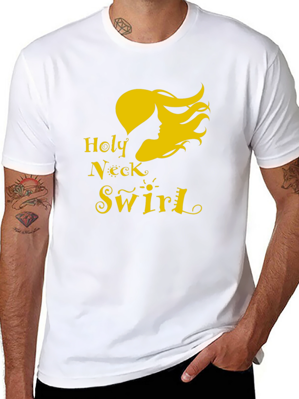 Holy Neck Swirl Graphic Tee - Black Cotton T-Shirt
