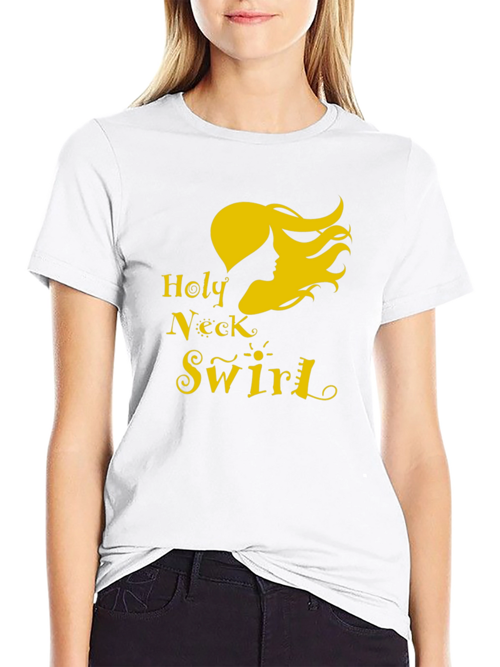 Holy Neck Swirl Graphic Tee - Black Cotton T-Shirt