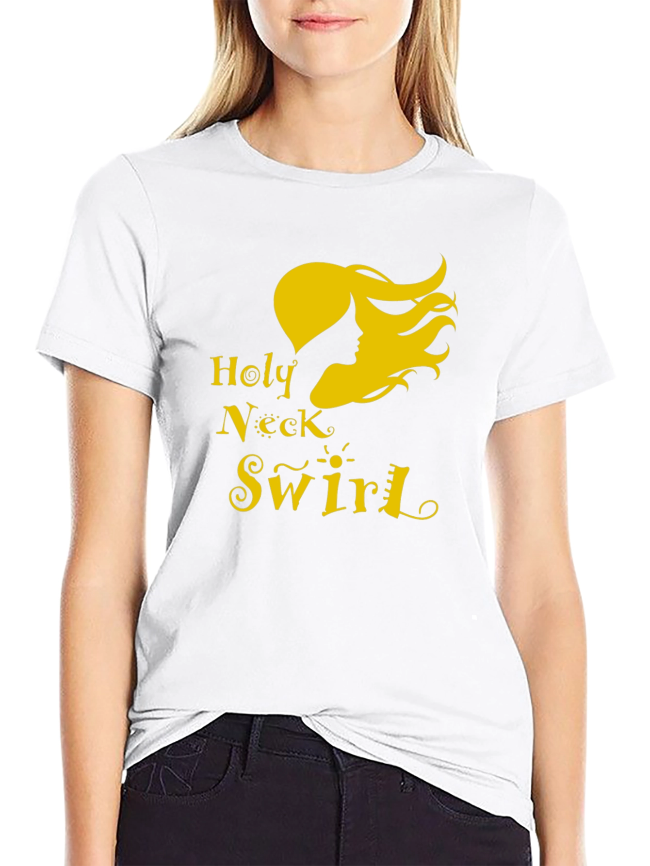 Holy Neck Swirl Graphic Tee - Black Cotton T-Shirt