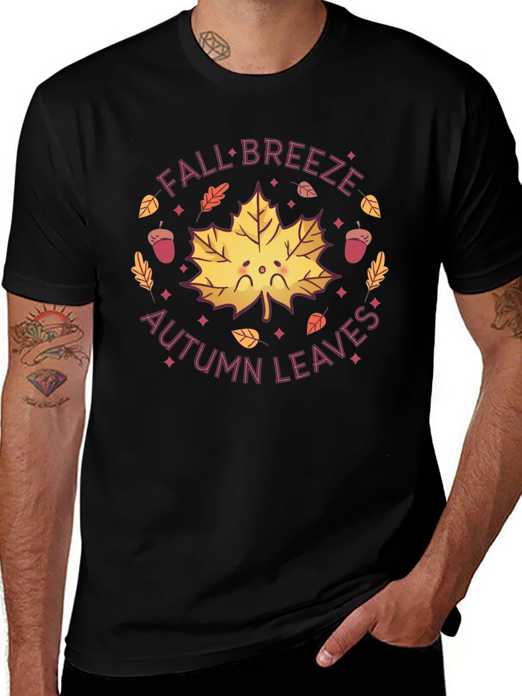 Fall Breeze Autumn Leaves Graphic Tee