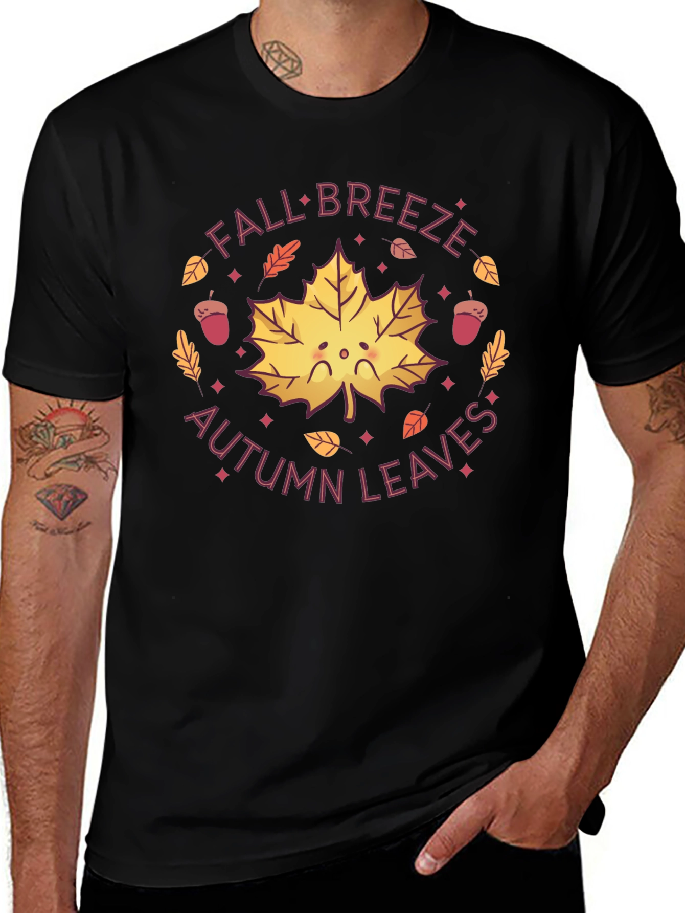 Fall Breeze Autumn Leaves Graphic Tee