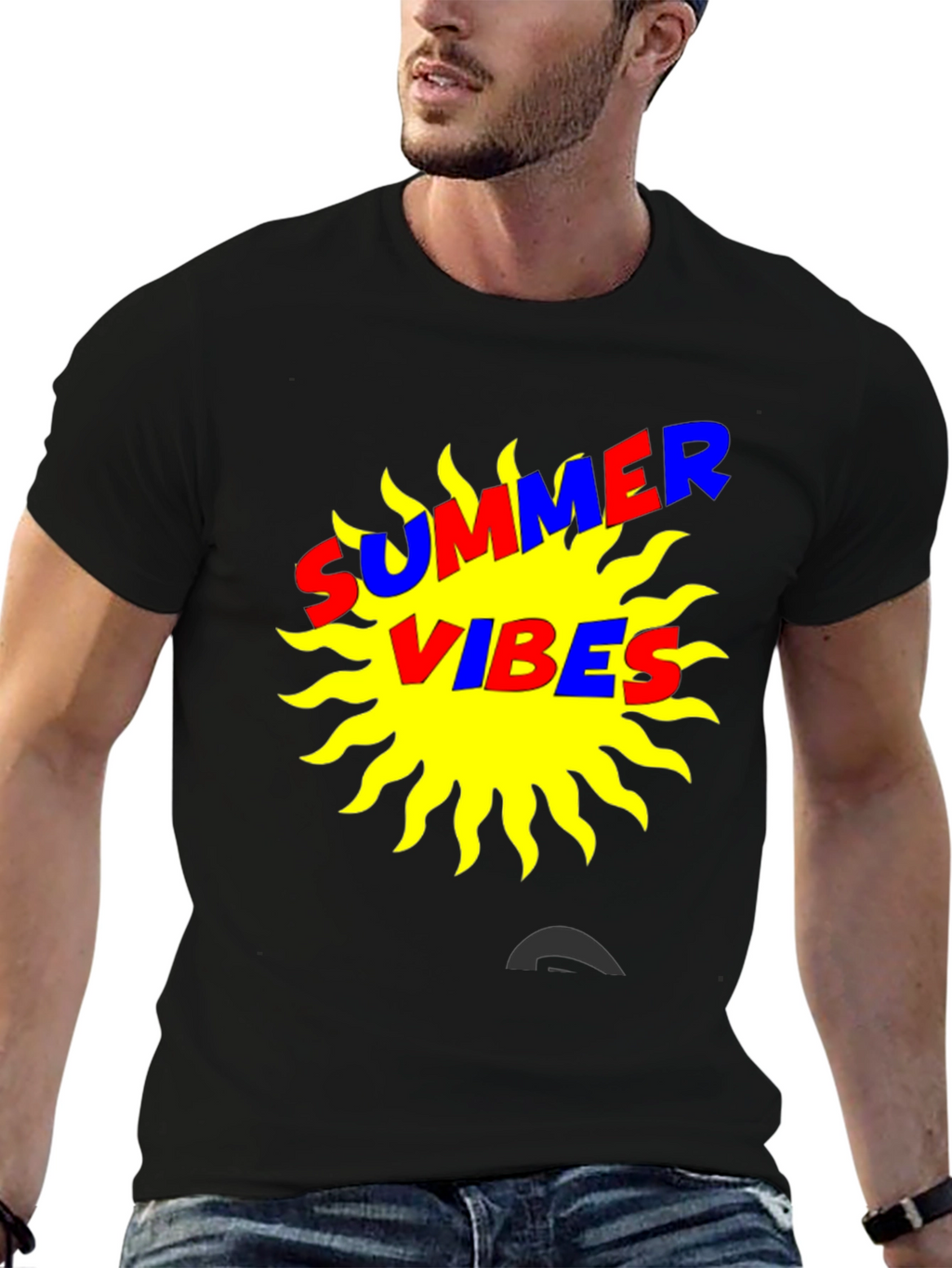 Summer Vibes Graphic T-Shirt - Black Cotton Tee