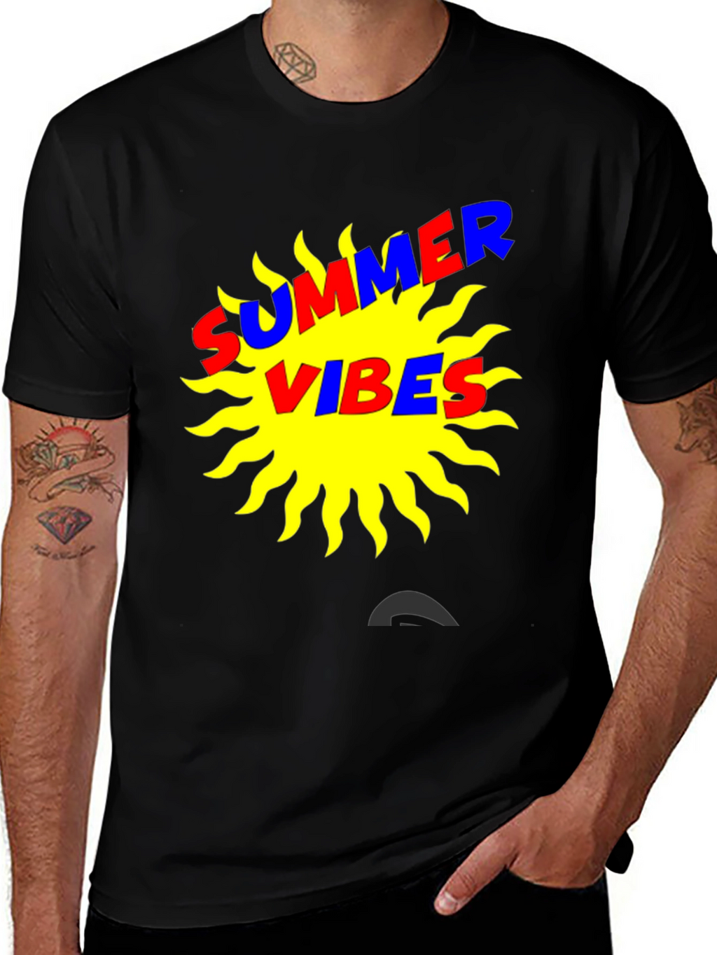Summer Vibes Graphic T-Shirt - Black Cotton Tee