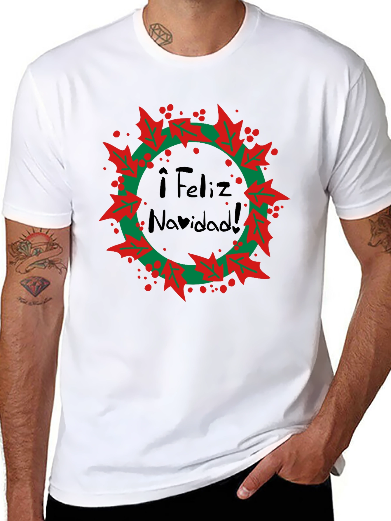 Feliz Navidad Wreath Graphic T-Shirt
