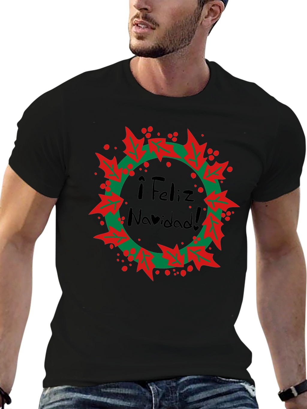 Feliz Navidad Wreath Graphic T-Shirt