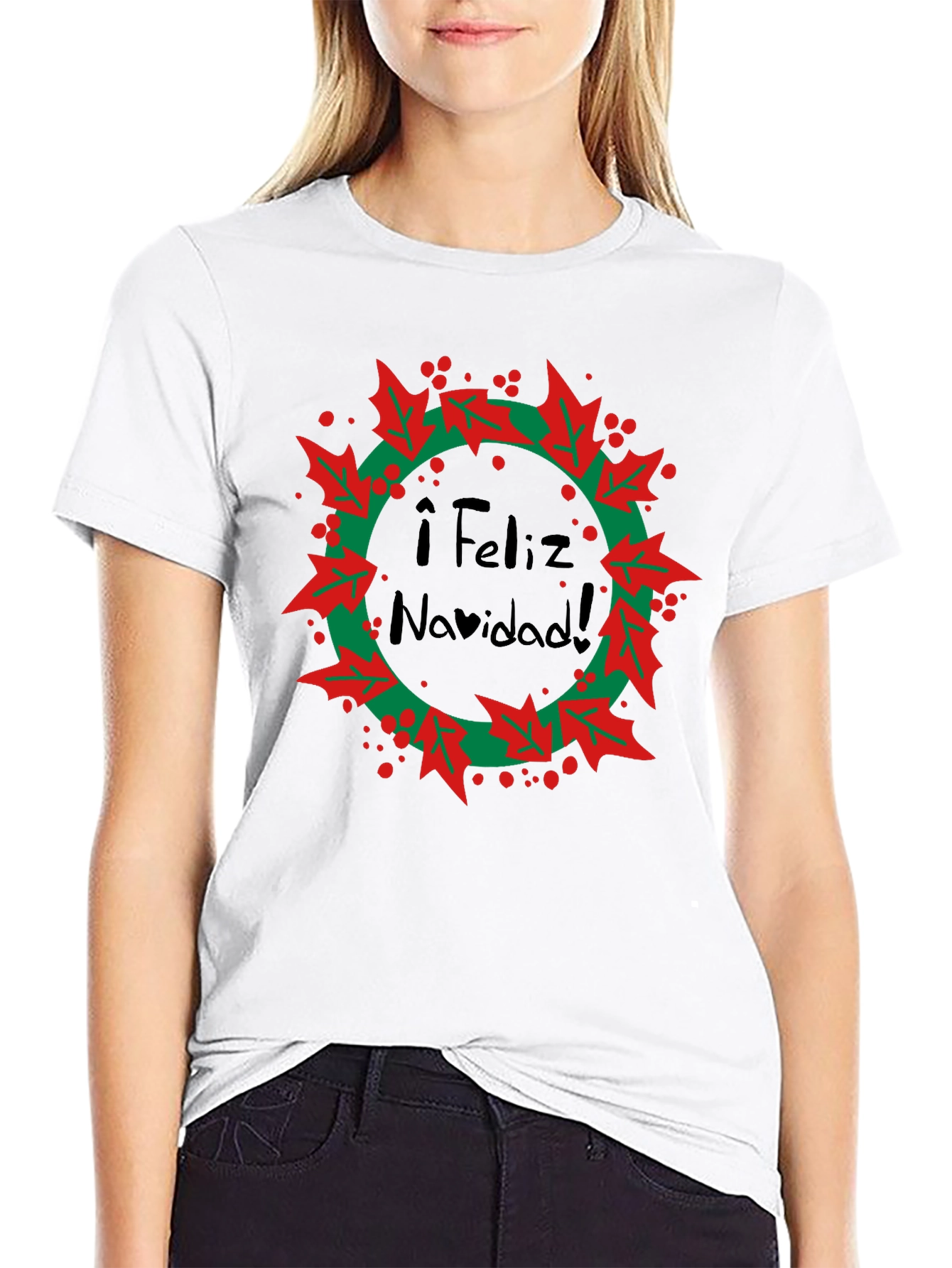 Feliz Navidad Wreath Graphic T-Shirt