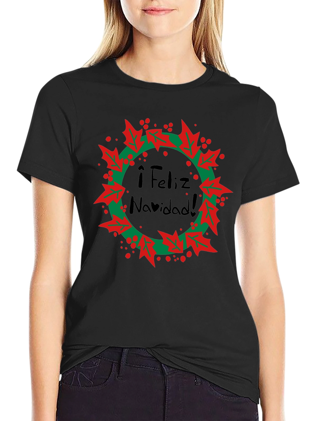 Feliz Navidad Wreath Graphic T-Shirt