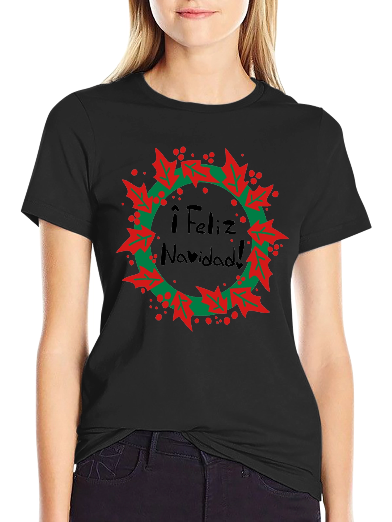 Feliz Navidad Wreath Graphic T-Shirt