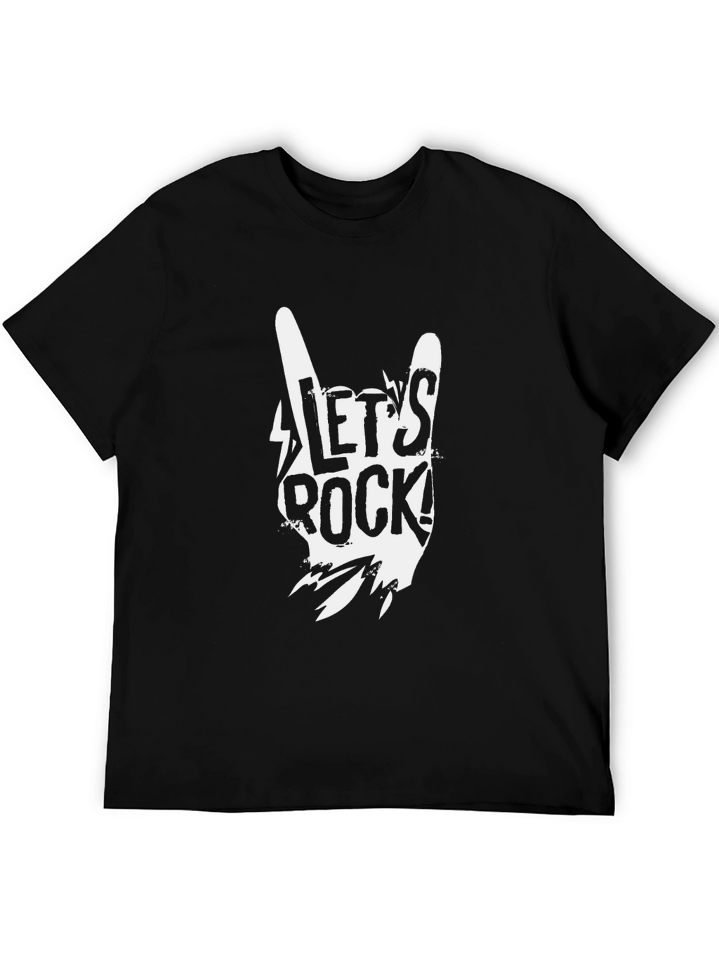 Lets Rock Graphic Tee - Black Cotton Casual Shirt