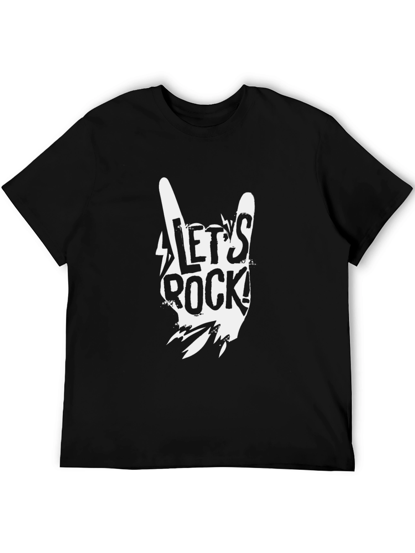 Lets Rock Graphic Tee - Black Cotton Casual Shirt