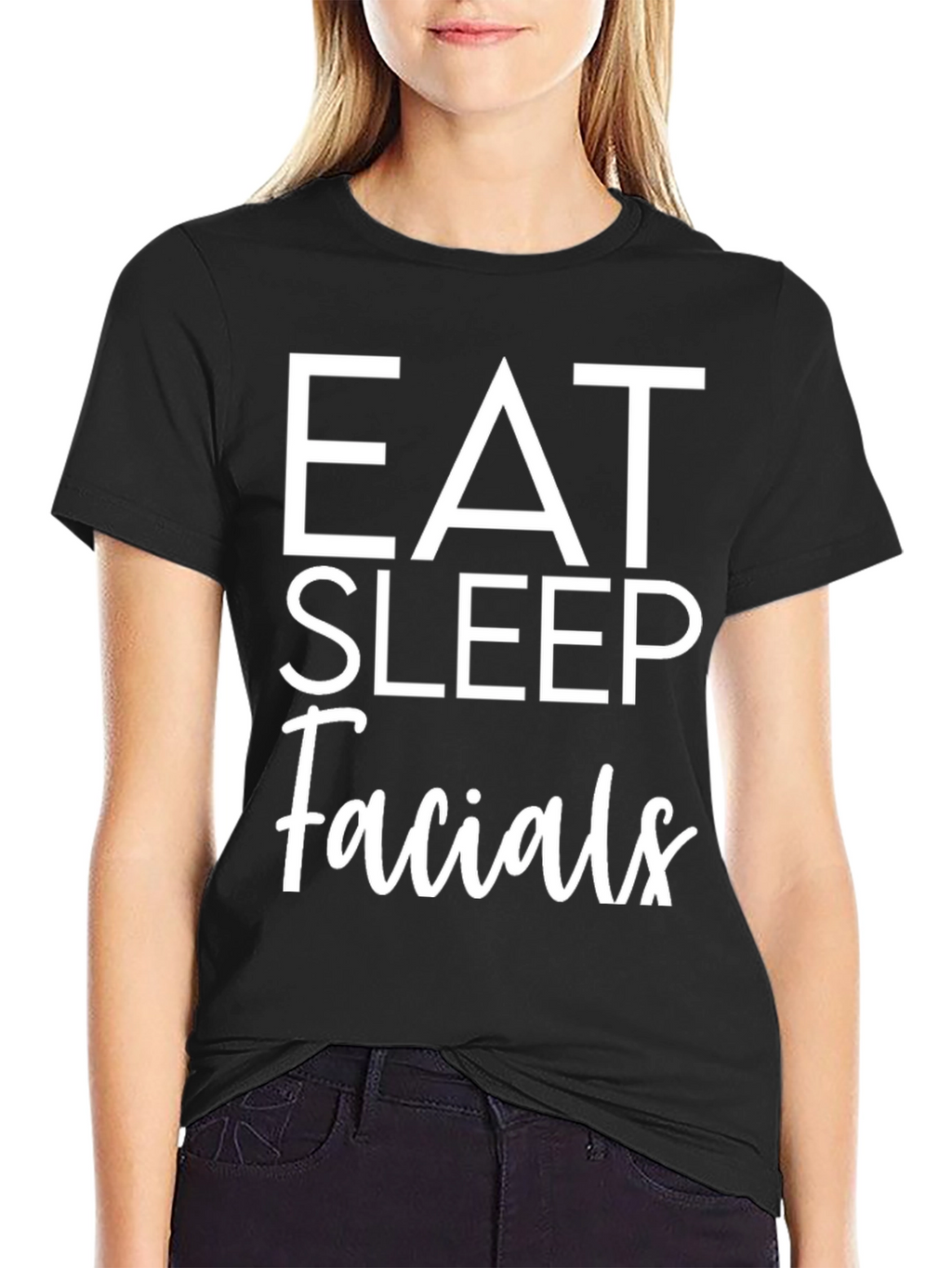 Eat Sleep Facials Graphic Tee - Black