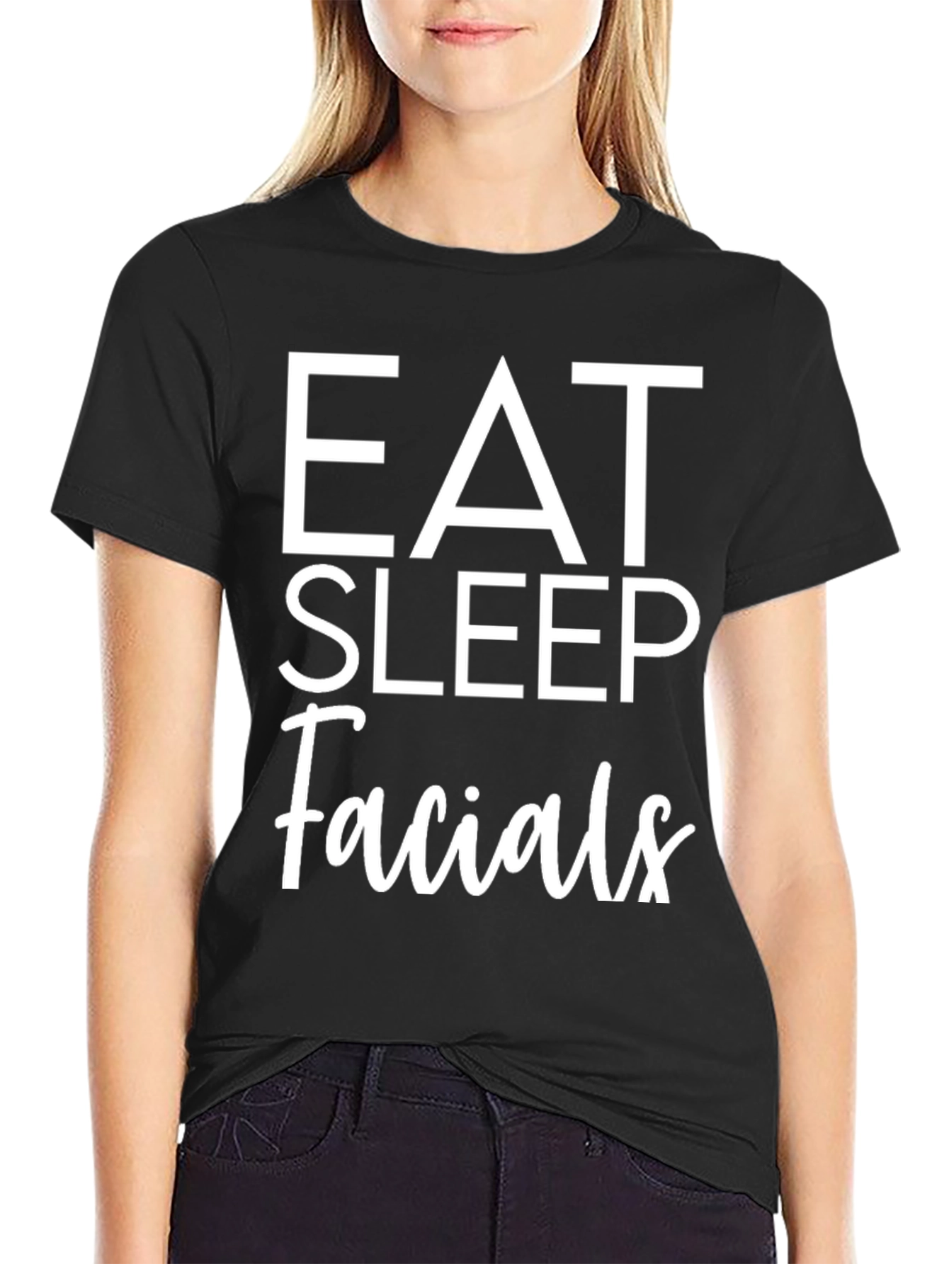 Eat Sleep Facials Graphic Tee - Black