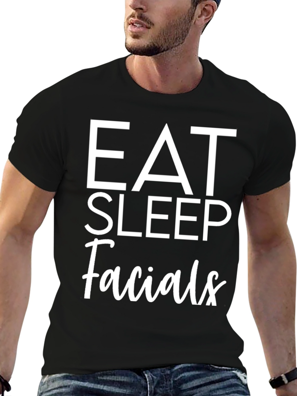 Eat Sleep Facials Graphic Tee - Black