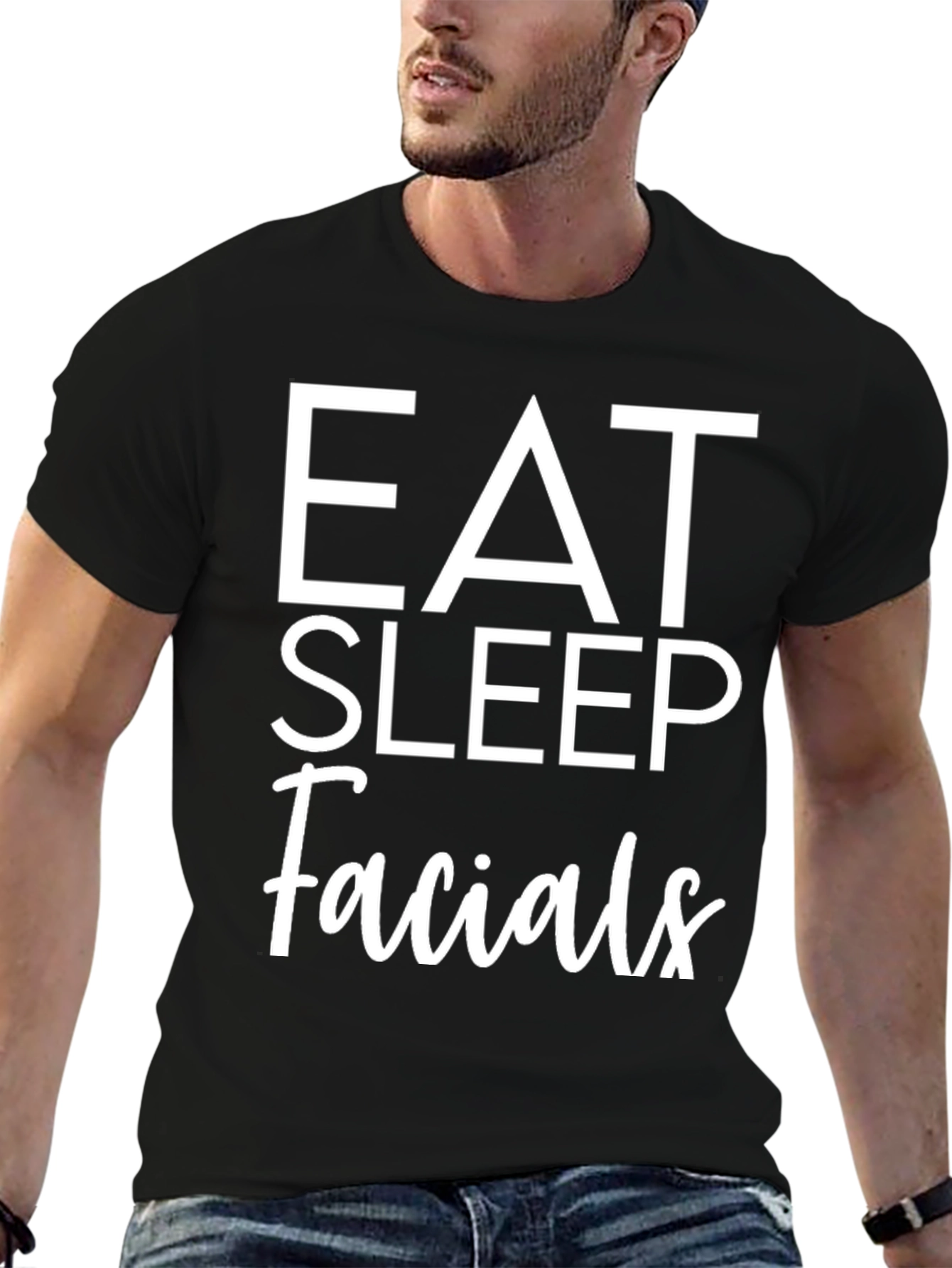 Eat Sleep Facials Graphic Tee - Black