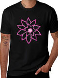 Unique Floral Graphic Print Black T-Shirt