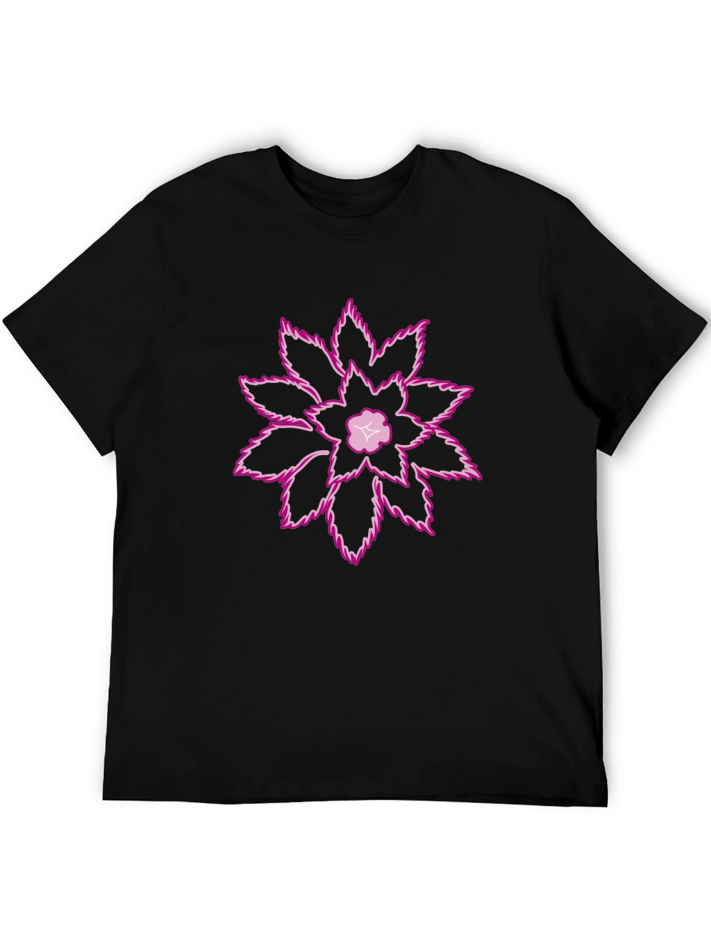 Unique Floral Graphic Print Black T-Shirt