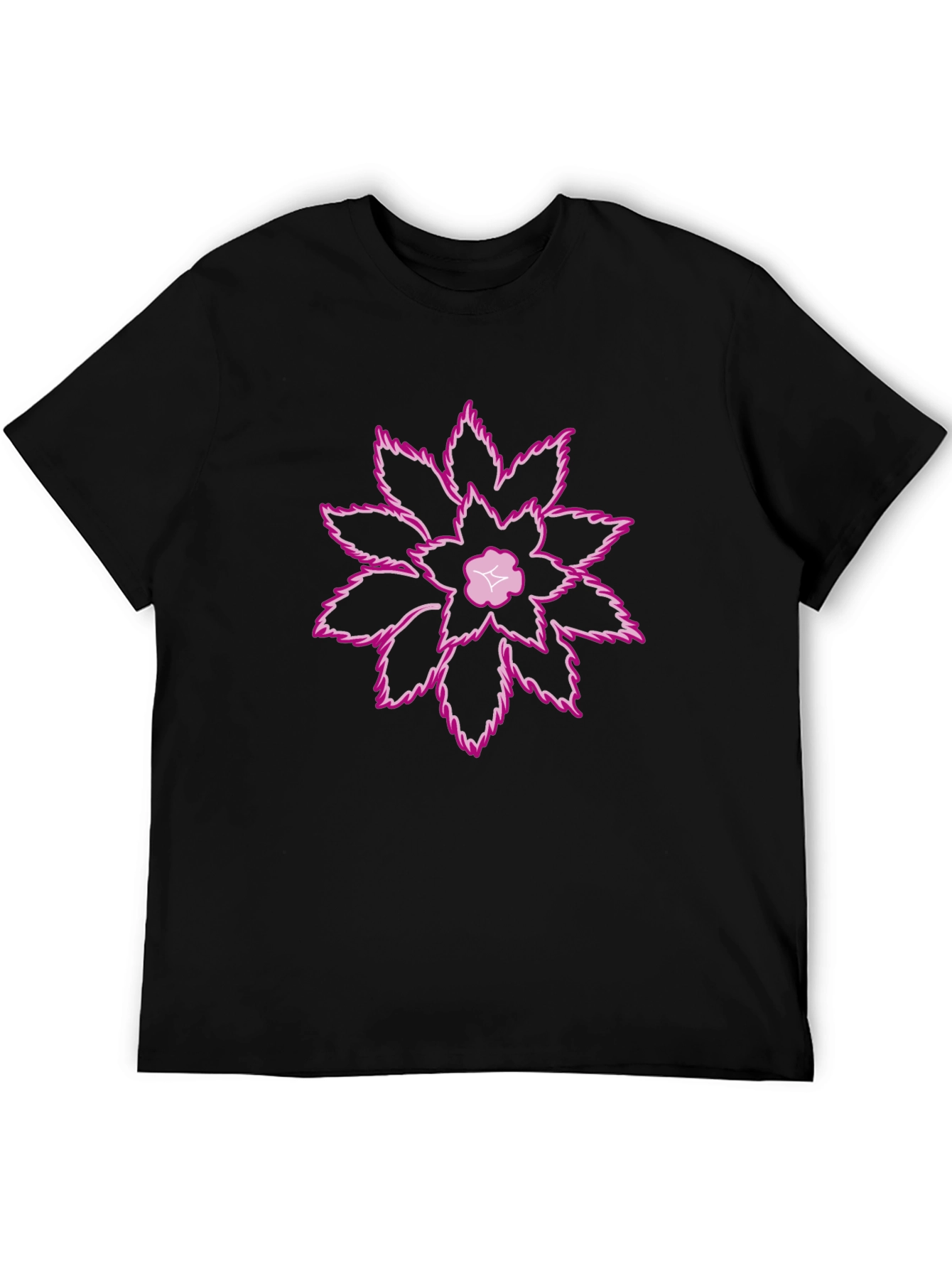 Unique Floral Graphic Print Black T-Shirt
