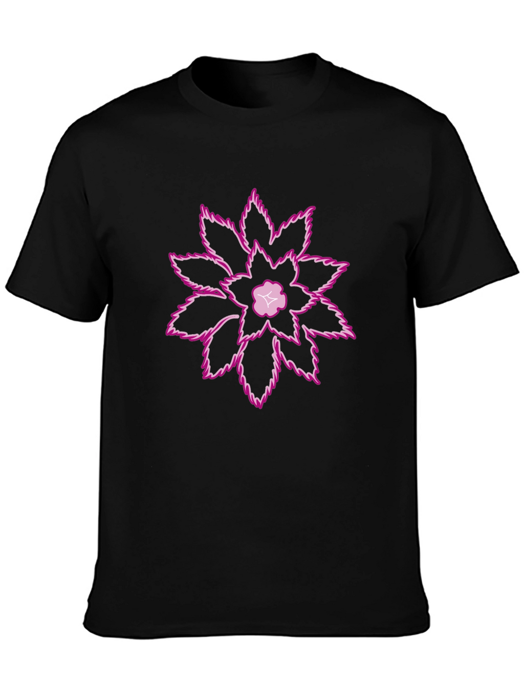 Unique Floral Graphic Print Black T-Shirt