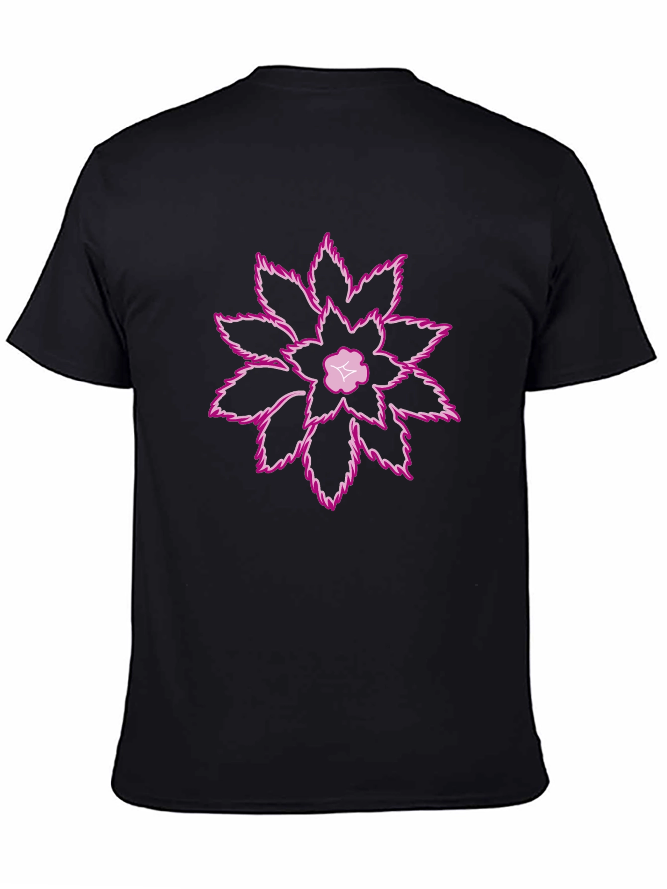 Unique Floral Graphic Print Black T-Shirt