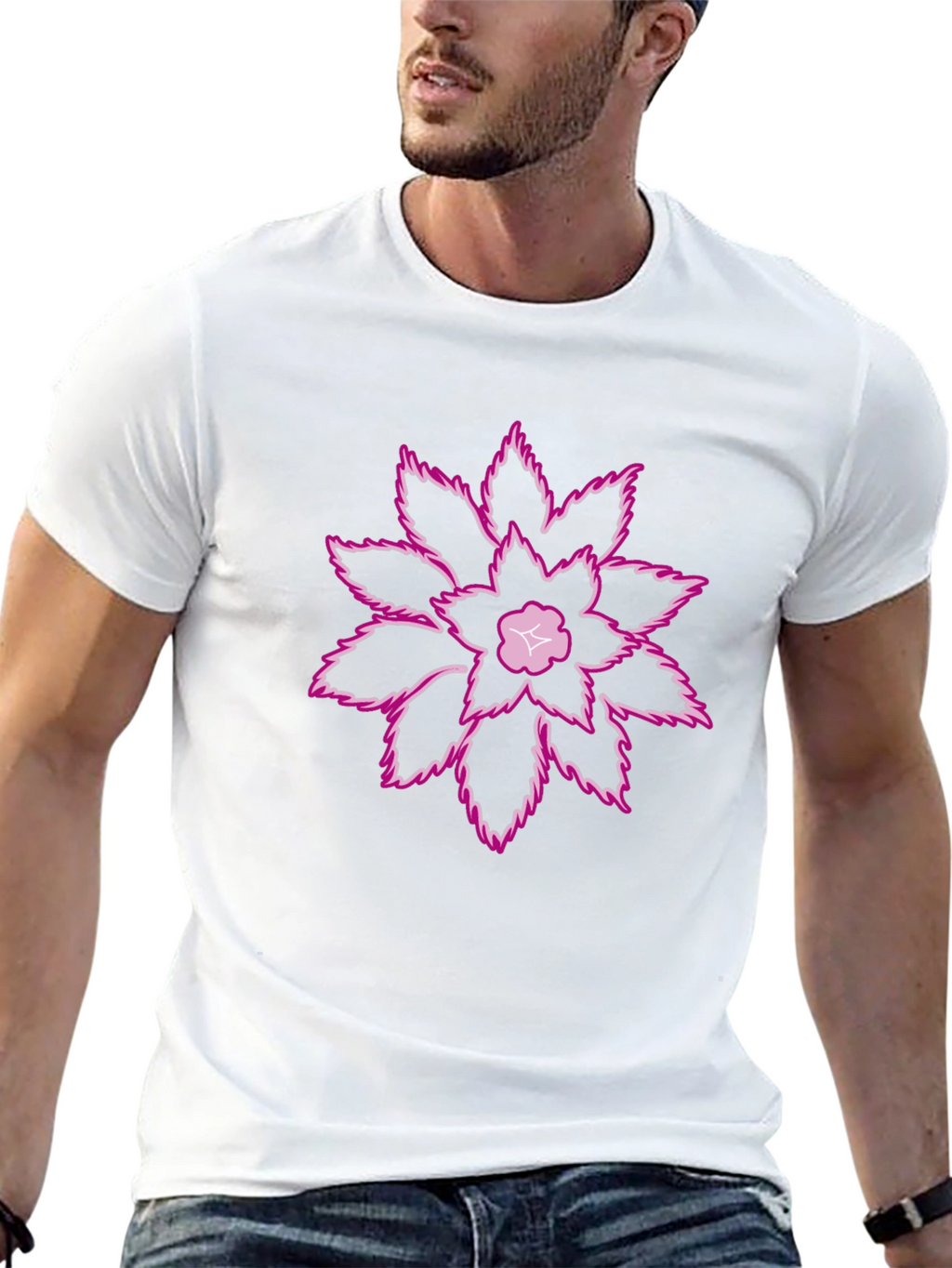 Unique Floral Graphic Print Black T-Shirt