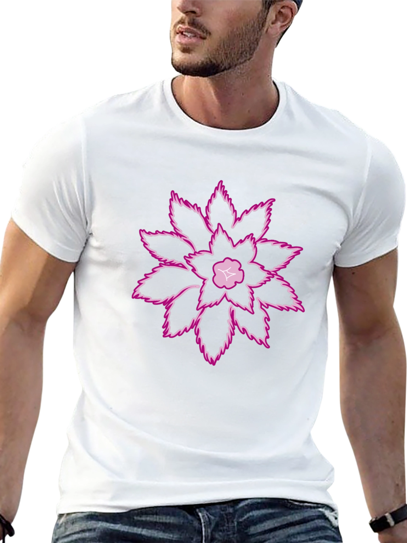 Unique Floral Graphic Print Black T-Shirt