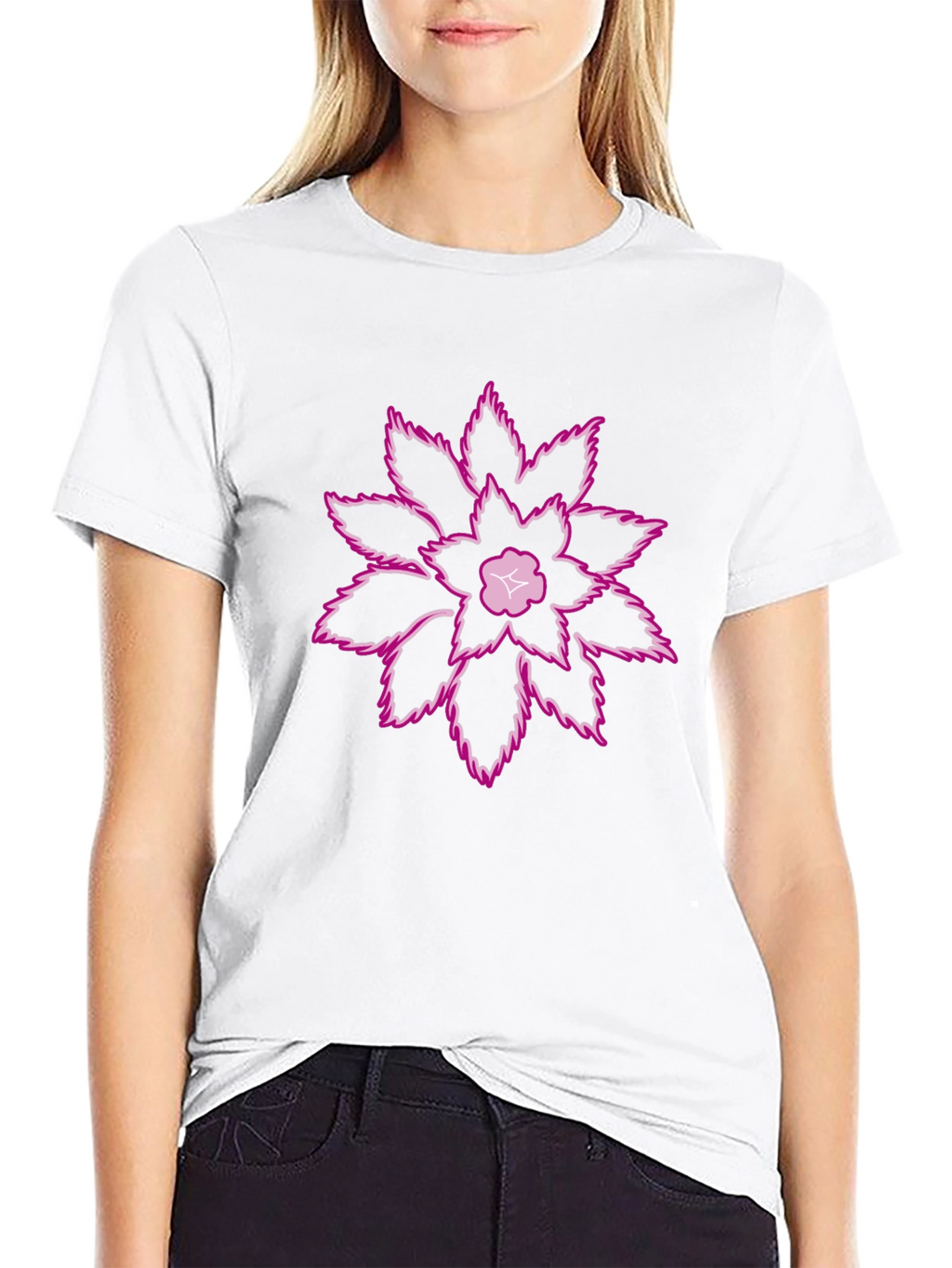 Unique Floral Graphic Print Black T-Shirt