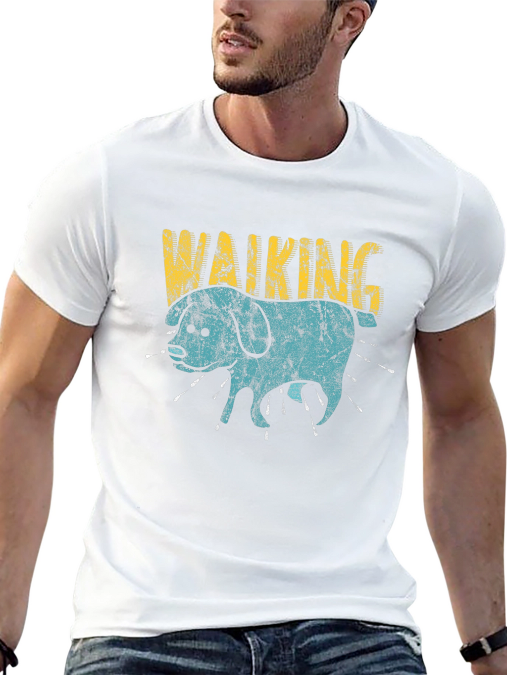 Walking Dog Graphic Print Tee