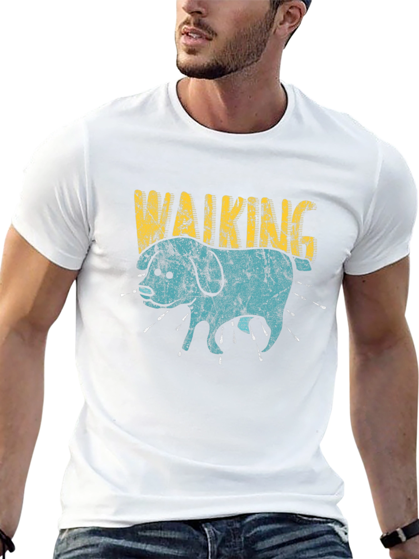 Walking Dog Graphic Print Tee
