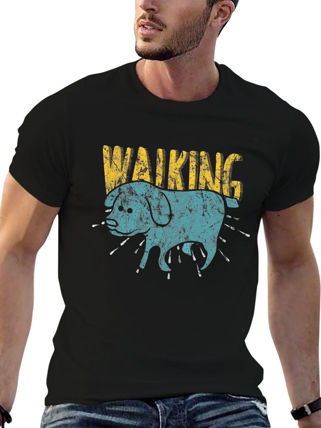 Walking Dog Graphic Print Tee