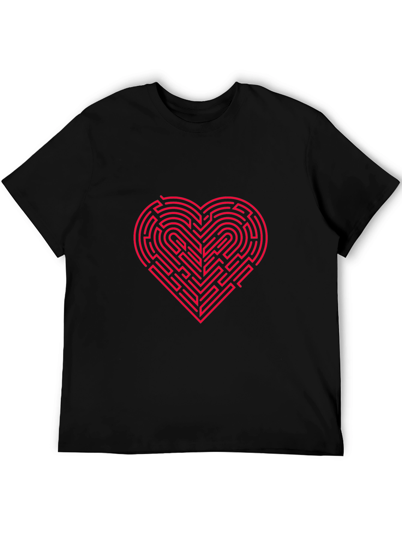 Heart Maze T-Shirt - Black Graphic Tee