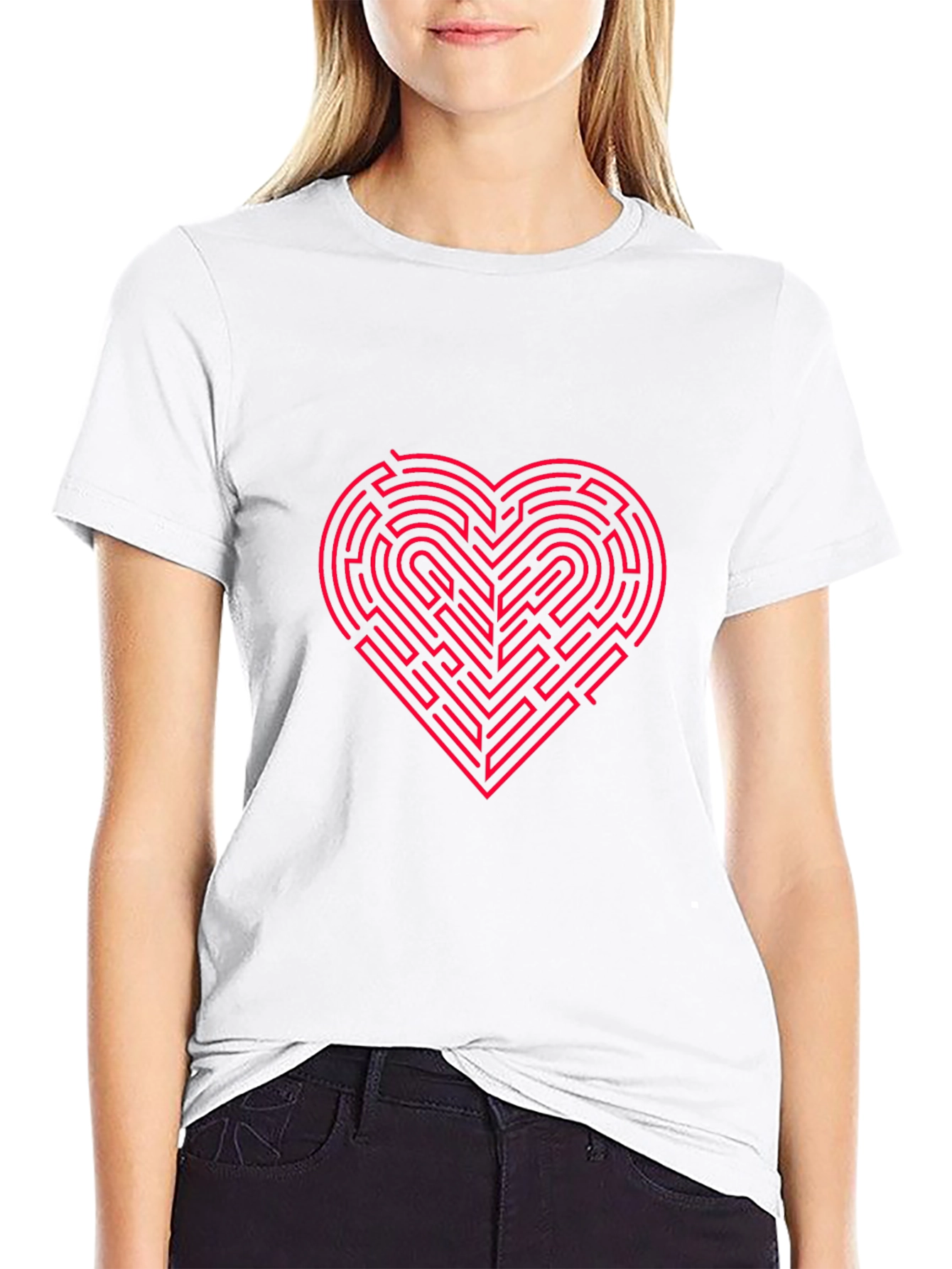 Heart Maze T-Shirt - Black Graphic Tee