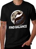 Find Balance Yin Yang Cow Wolf Graphic T-Shirt