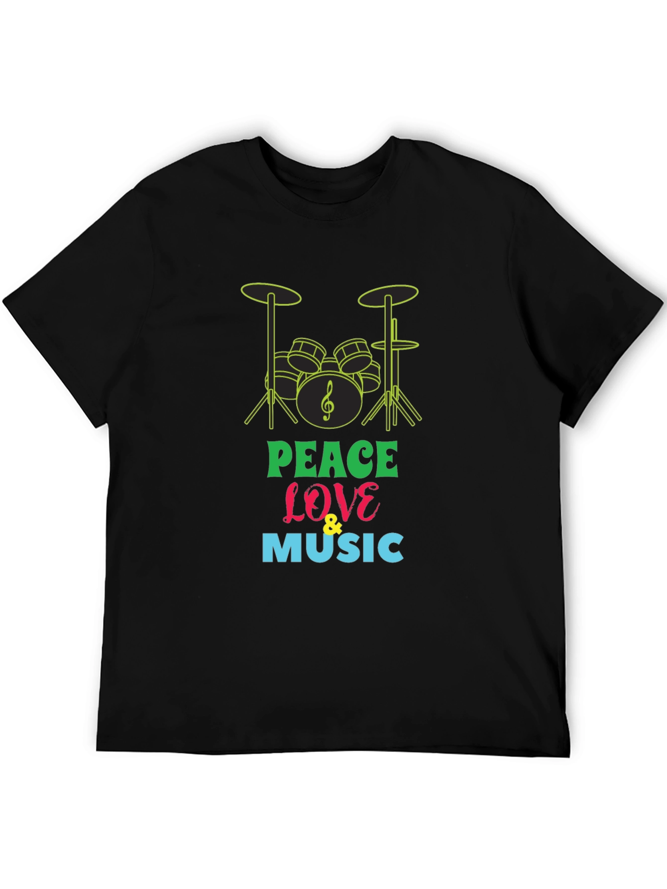 Peace Love & Music Drum Kit Graphic T-Shirt